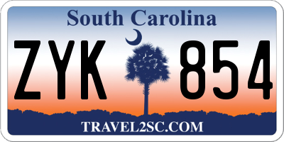 SC license plate ZYK854