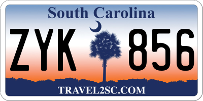 SC license plate ZYK856