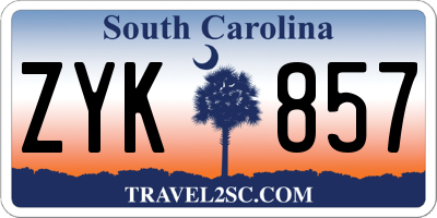 SC license plate ZYK857