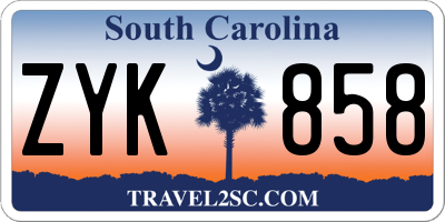 SC license plate ZYK858