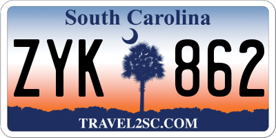 SC license plate ZYK862