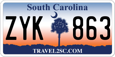 SC license plate ZYK863