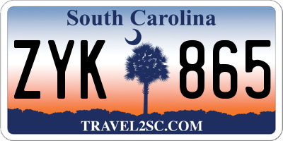 SC license plate ZYK865