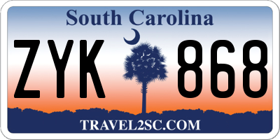 SC license plate ZYK868