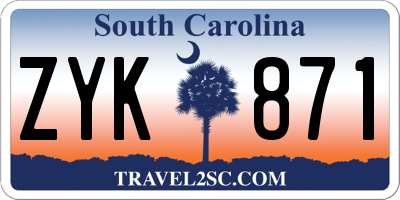 SC license plate ZYK871