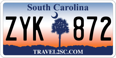 SC license plate ZYK872
