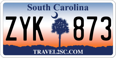 SC license plate ZYK873