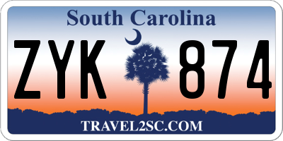 SC license plate ZYK874