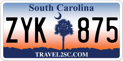 SC license plate ZYK875