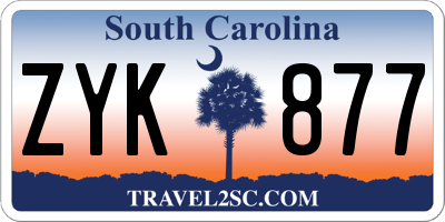SC license plate ZYK877