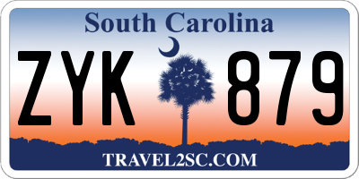 SC license plate ZYK879