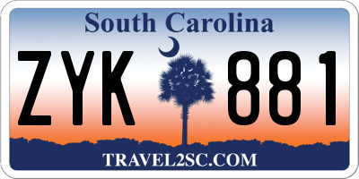 SC license plate ZYK881