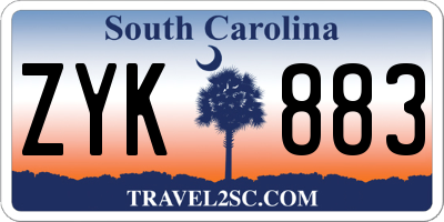 SC license plate ZYK883