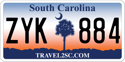 SC license plate ZYK884