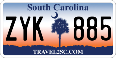 SC license plate ZYK885