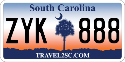 SC license plate ZYK888