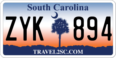 SC license plate ZYK894