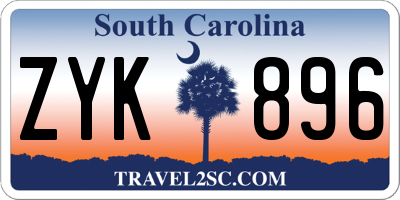 SC license plate ZYK896