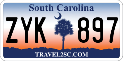 SC license plate ZYK897