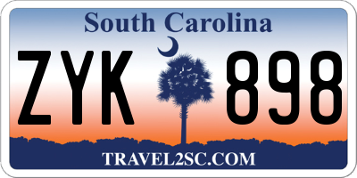 SC license plate ZYK898