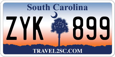 SC license plate ZYK899