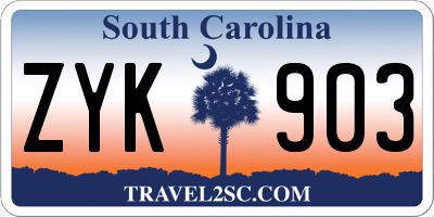 SC license plate ZYK903