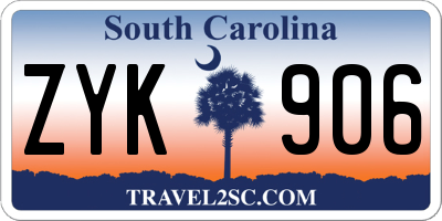 SC license plate ZYK906