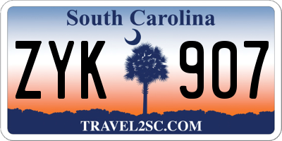 SC license plate ZYK907