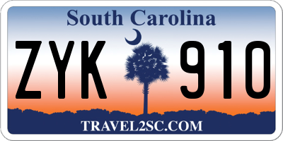 SC license plate ZYK910