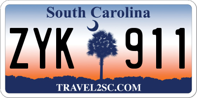 SC license plate ZYK911