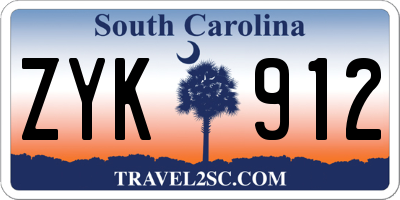 SC license plate ZYK912