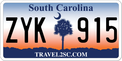 SC license plate ZYK915