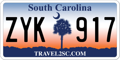 SC license plate ZYK917