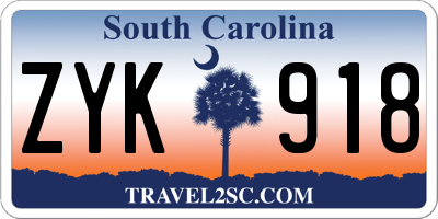 SC license plate ZYK918