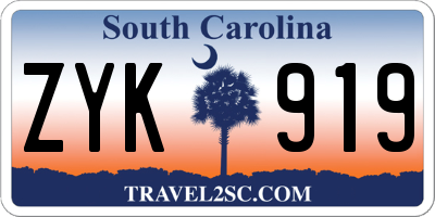 SC license plate ZYK919