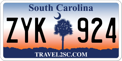 SC license plate ZYK924