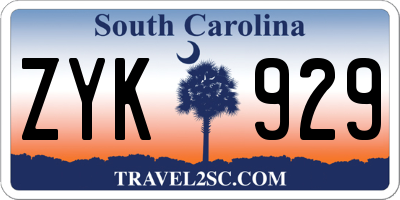 SC license plate ZYK929