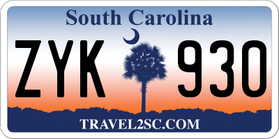 SC license plate ZYK930