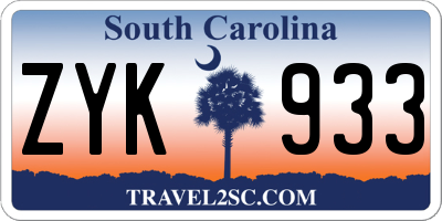 SC license plate ZYK933