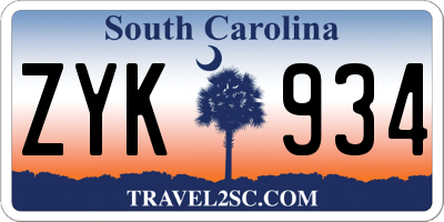 SC license plate ZYK934