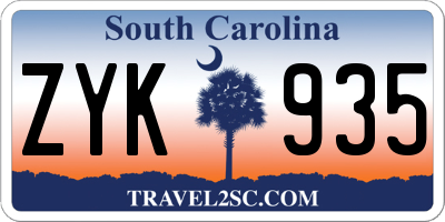 SC license plate ZYK935