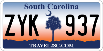 SC license plate ZYK937