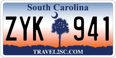 SC license plate ZYK941