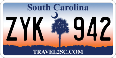 SC license plate ZYK942