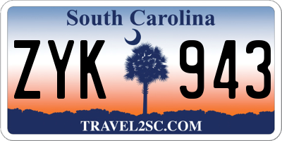 SC license plate ZYK943