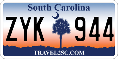 SC license plate ZYK944