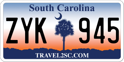 SC license plate ZYK945