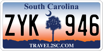 SC license plate ZYK946