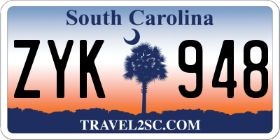 SC license plate ZYK948
