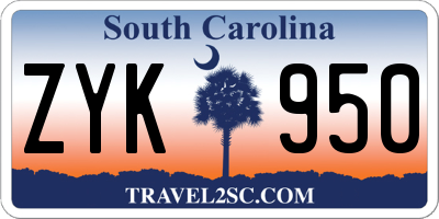 SC license plate ZYK950